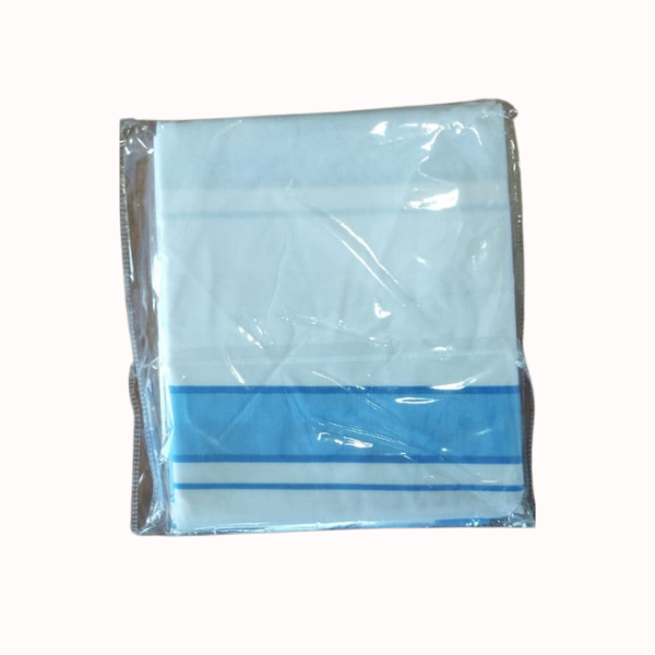 Blue Big Border Poly Cotton Double Dhoti 3.60 Meters