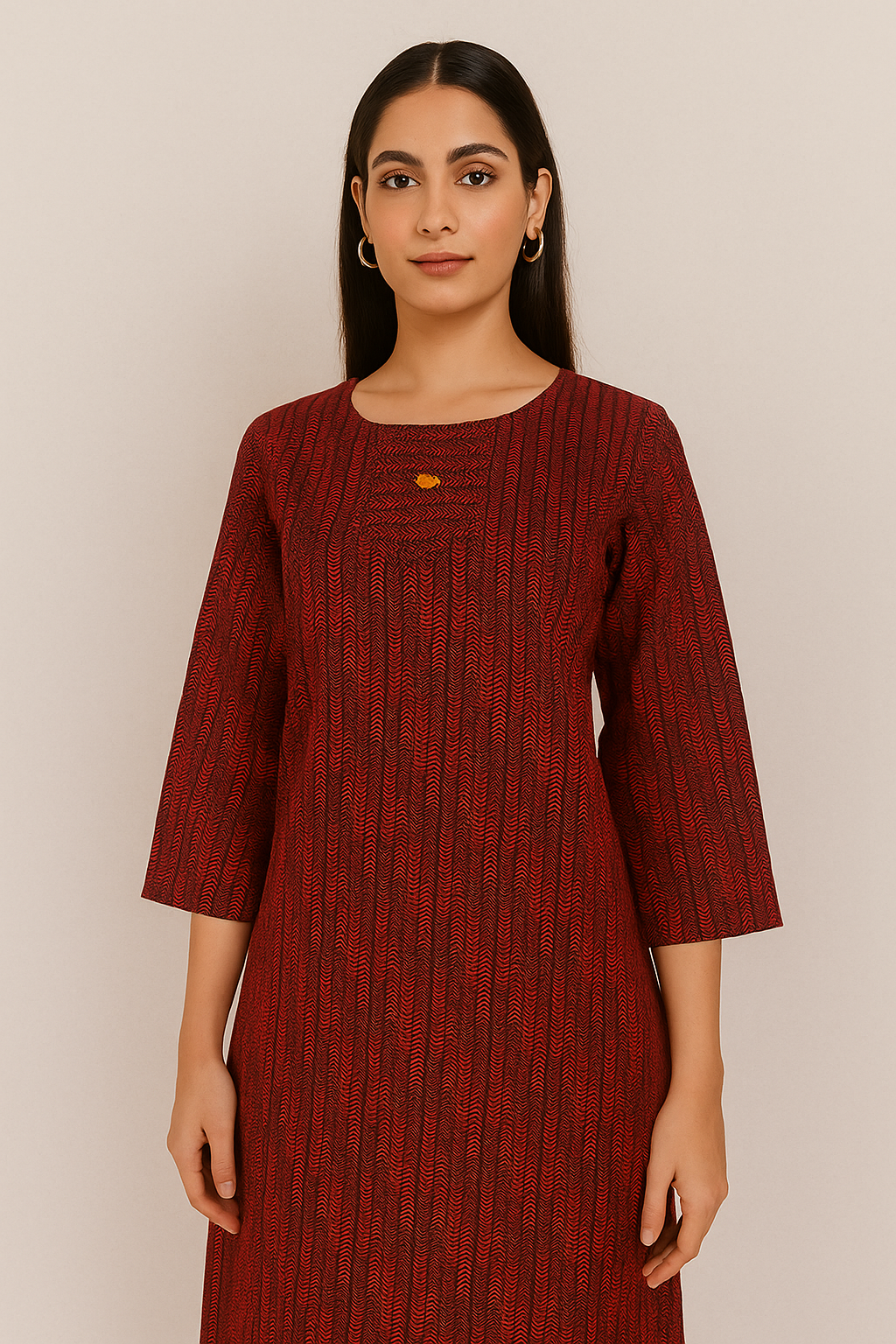 Cotton Red with Black printed Tops