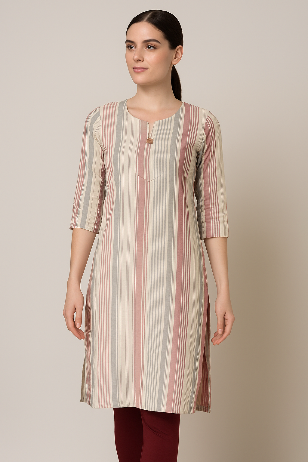 Viscose Yarn Dyed Twill Stripes Hand Feel More Soft Kurtis